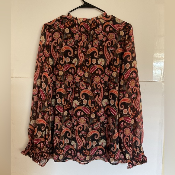LOFT Black and Pink Paisley Blouse - Picture 2 of 7
